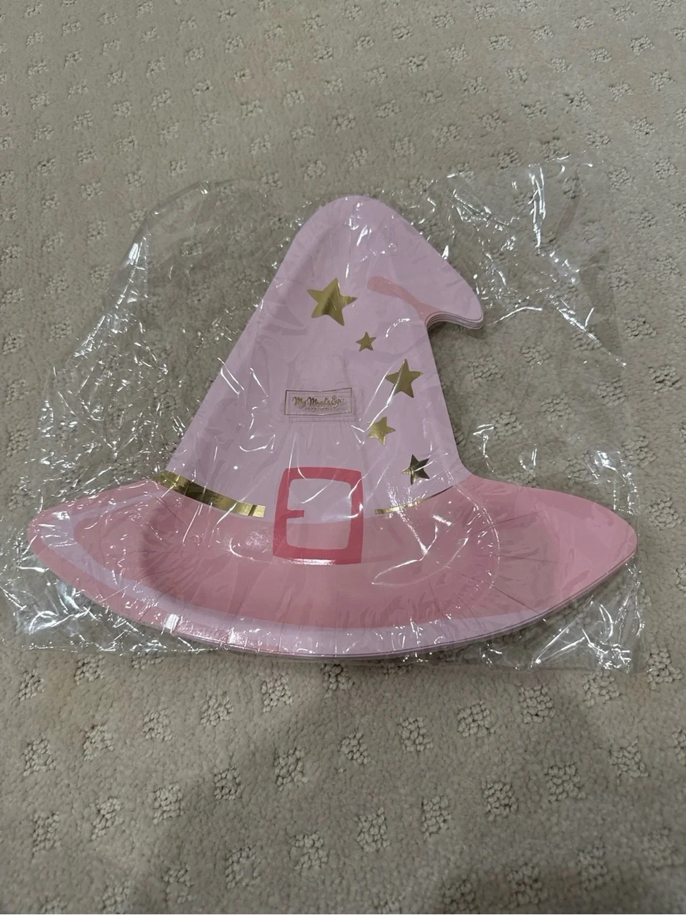 My Mind’s Eye Pink Witch Hat Halloween Paper Plates Set of 8 New